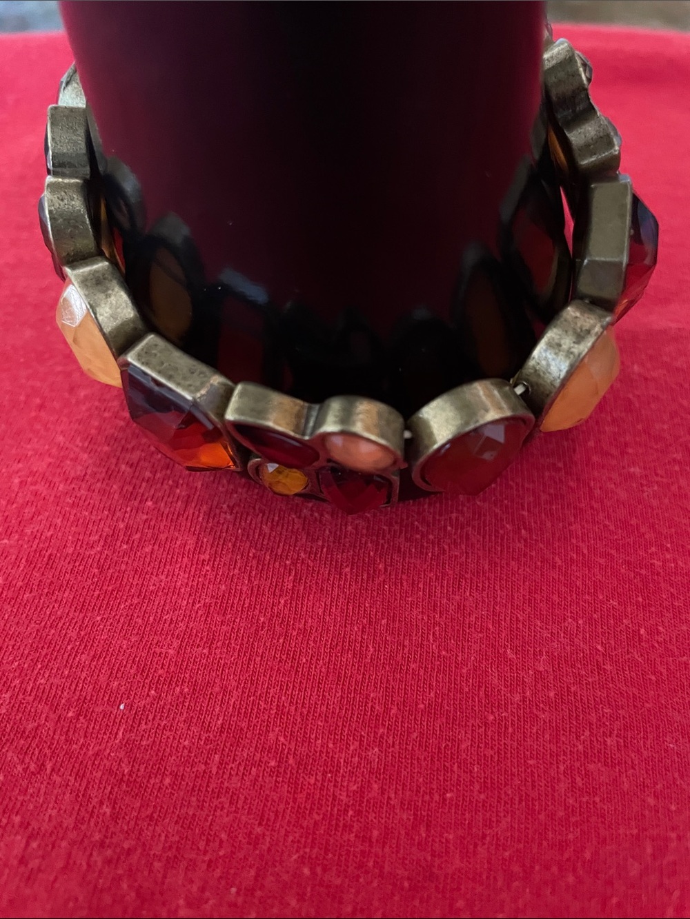 Fashion Jewelry Amber and Brown Multi-Stone Stretch Bracelet - Picture 2 of 6
